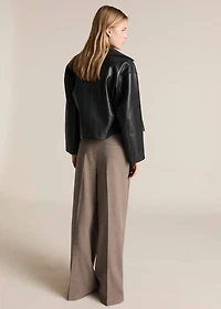 Leather-effect cropped jacket