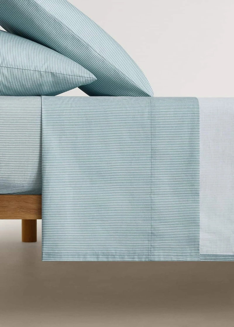 Cotton percale striped children's top sheet for 90 cm bed