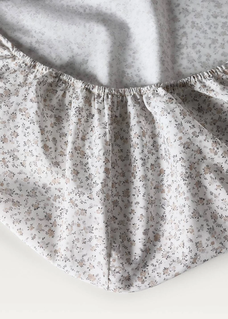 Cotton percale printed bottom sheet for crib