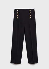 Straight pants with jewel buttons