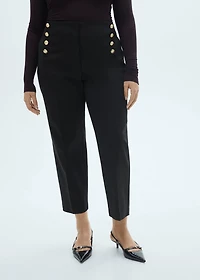Straight pants with jewel buttons