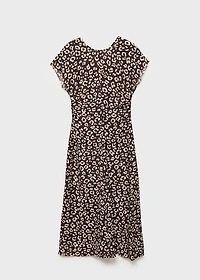 Animal-print dress with frayed edges