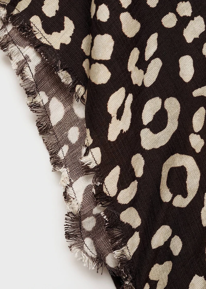 Animal-print dress with frayed edges