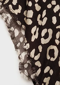 Animal-print dress with frayed edges