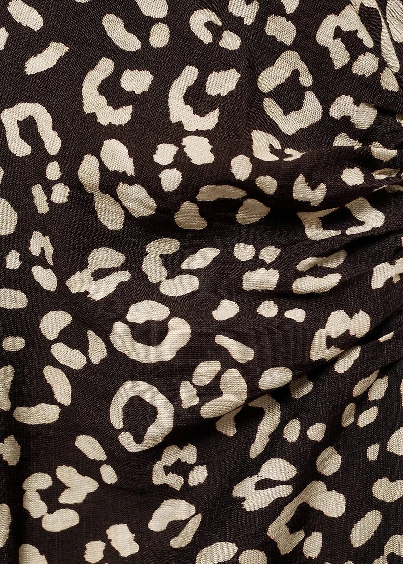 Animal-print dress with frayed edges