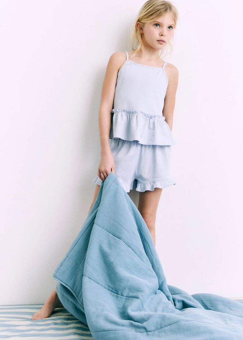 Pajama shorts with ruffles