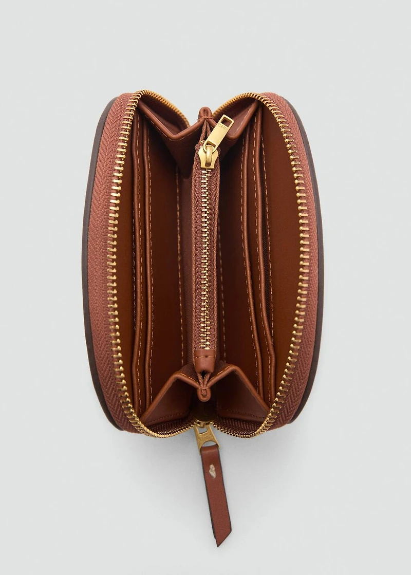 Contrasting canvas oval wallet