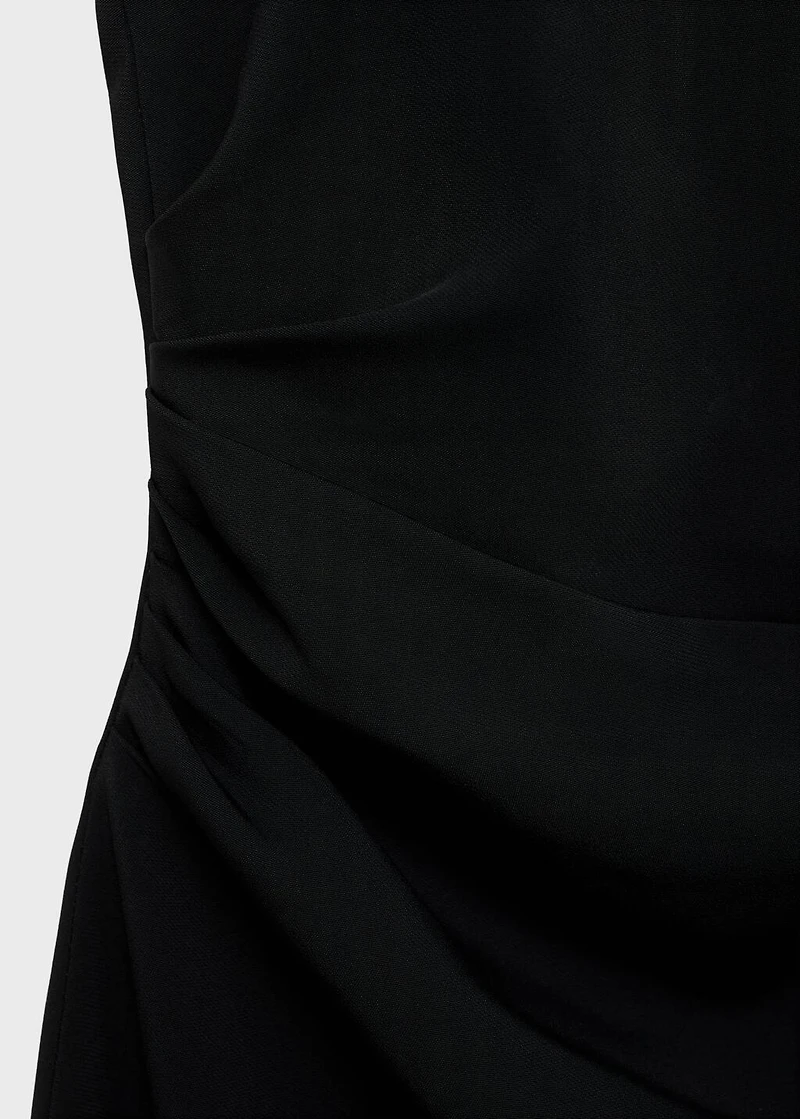 Draped halter-neck dress with flower motif