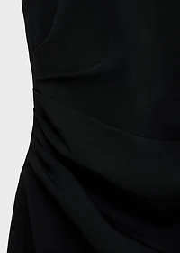Draped halter-neck dress with flower motif