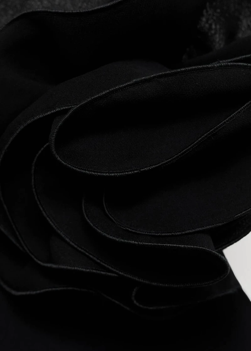 Draped halter-neck dress with flower motif