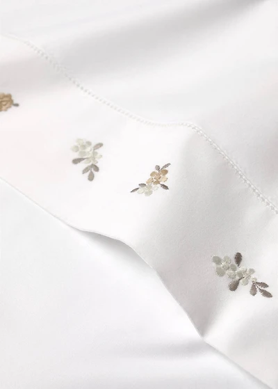 Cotton percale embroidered-flower children's top sheet for 90 cm bed