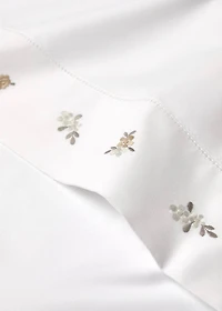 Cotton percale embroidered-flower children's top sheet for 90 cm bed