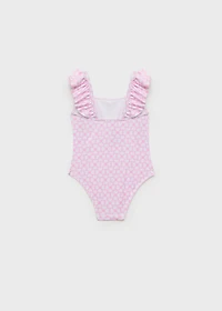 Printed swimsuit with ruffled straps