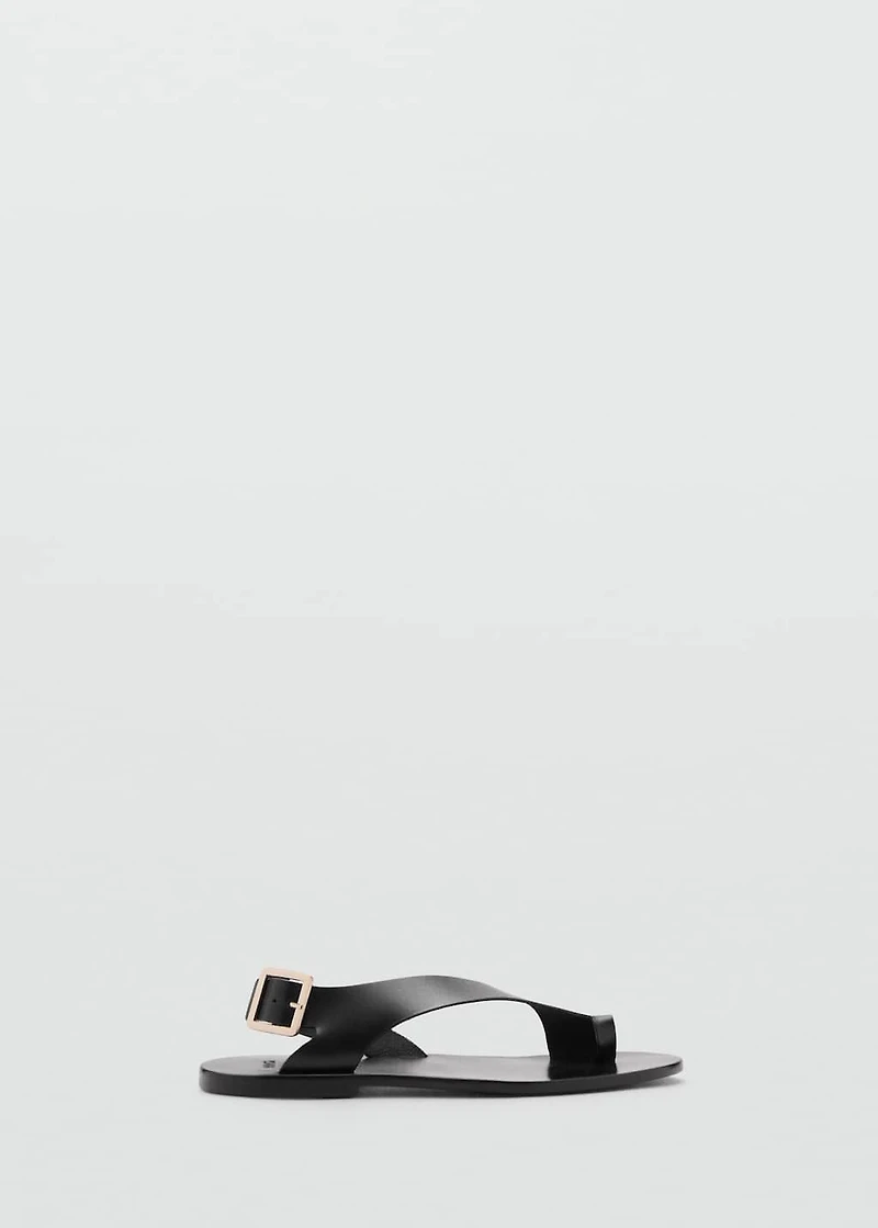 Leather sandals with cross strap