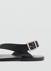 Leather sandals with cross strap