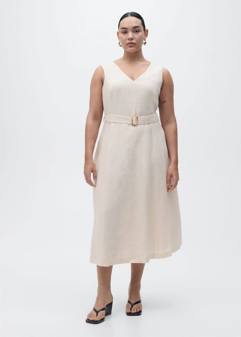 Belt linen dress