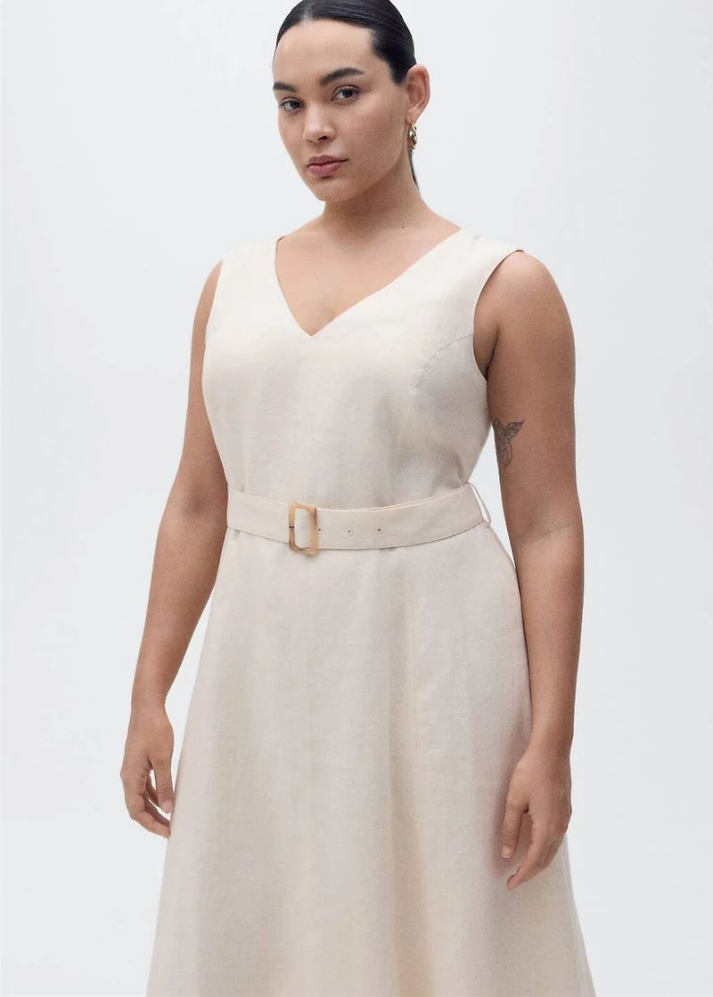 Belt linen dress