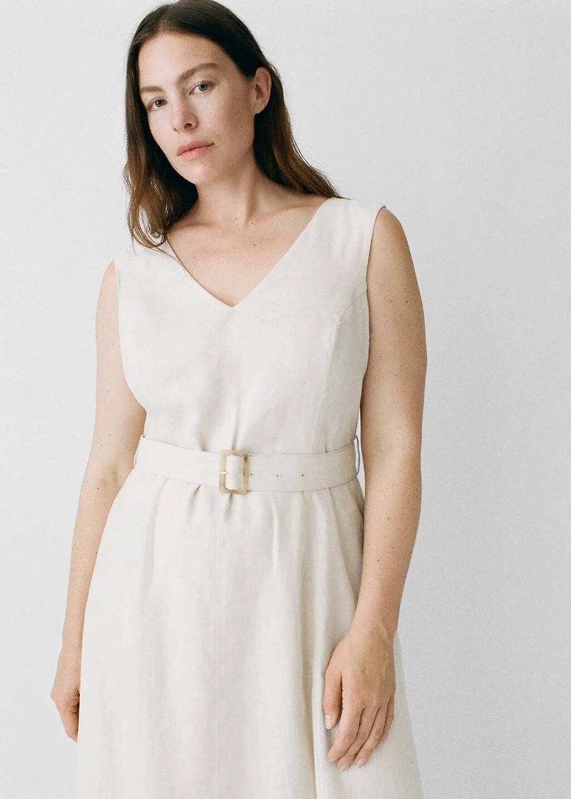 Belt linen dress