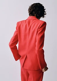 Double-breasted linen suit blazer