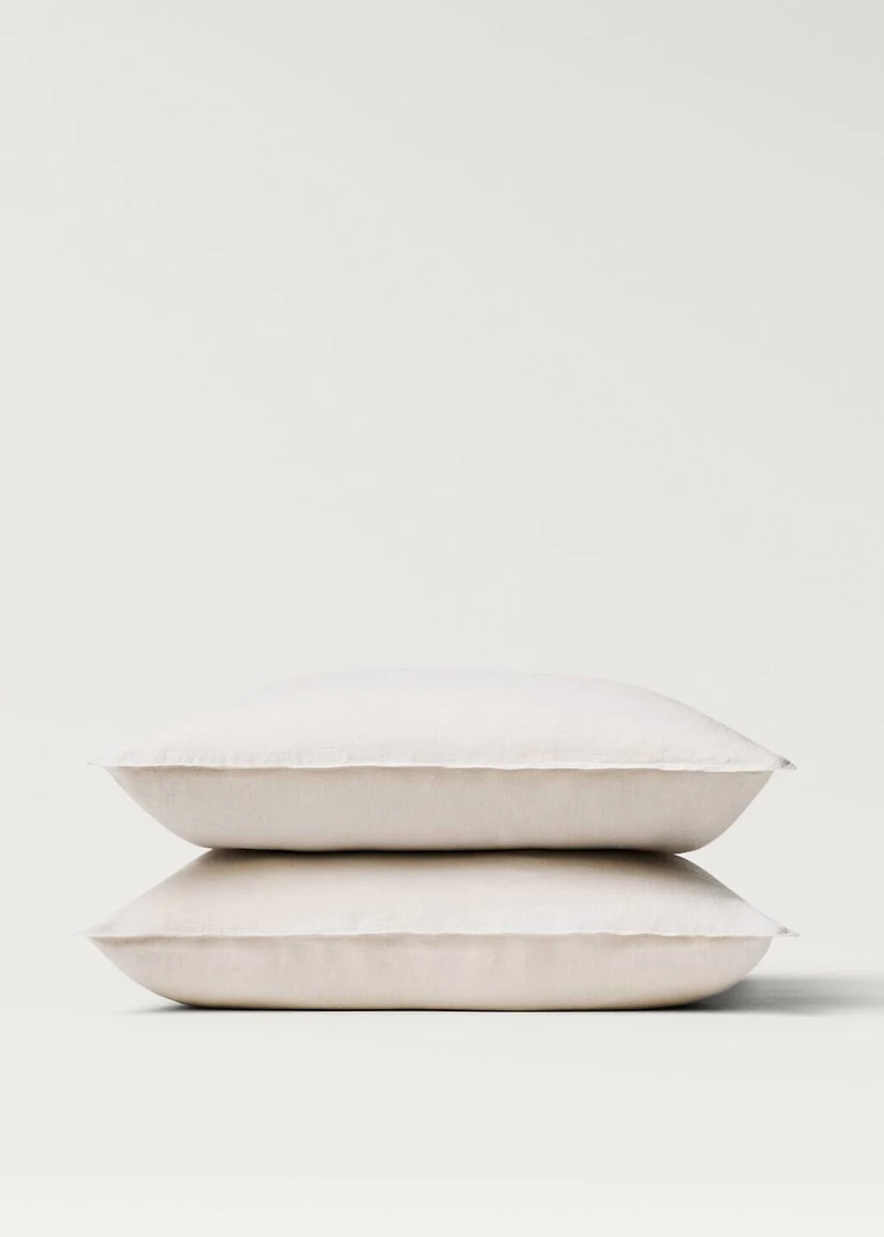 Two washed linen pillowcases 60x60 cm