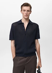 Openwork knitted cotton shirt