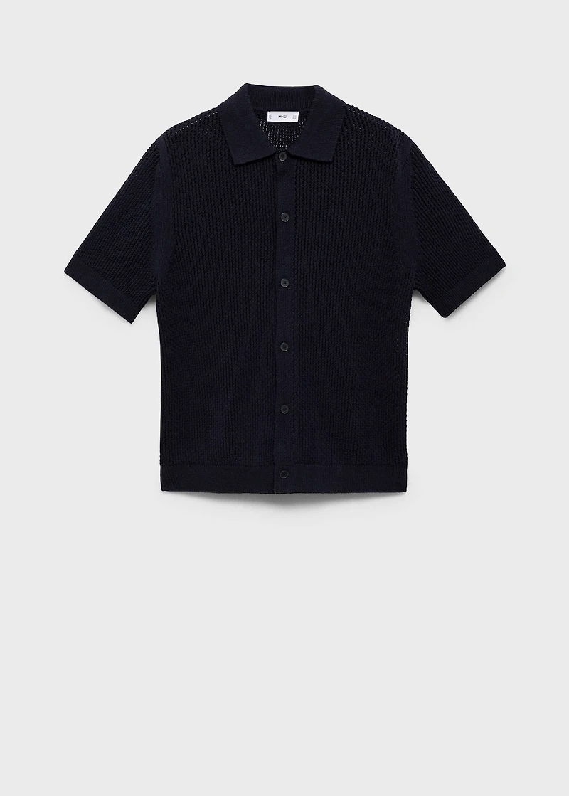 Openwork knitted cotton shirt