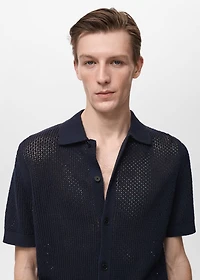 Openwork knitted cotton shirt