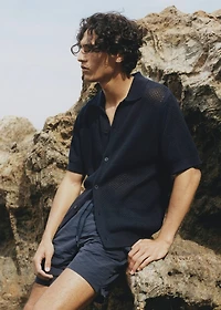 Openwork knitted cotton shirt