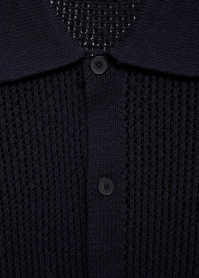 Openwork knitted cotton shirt