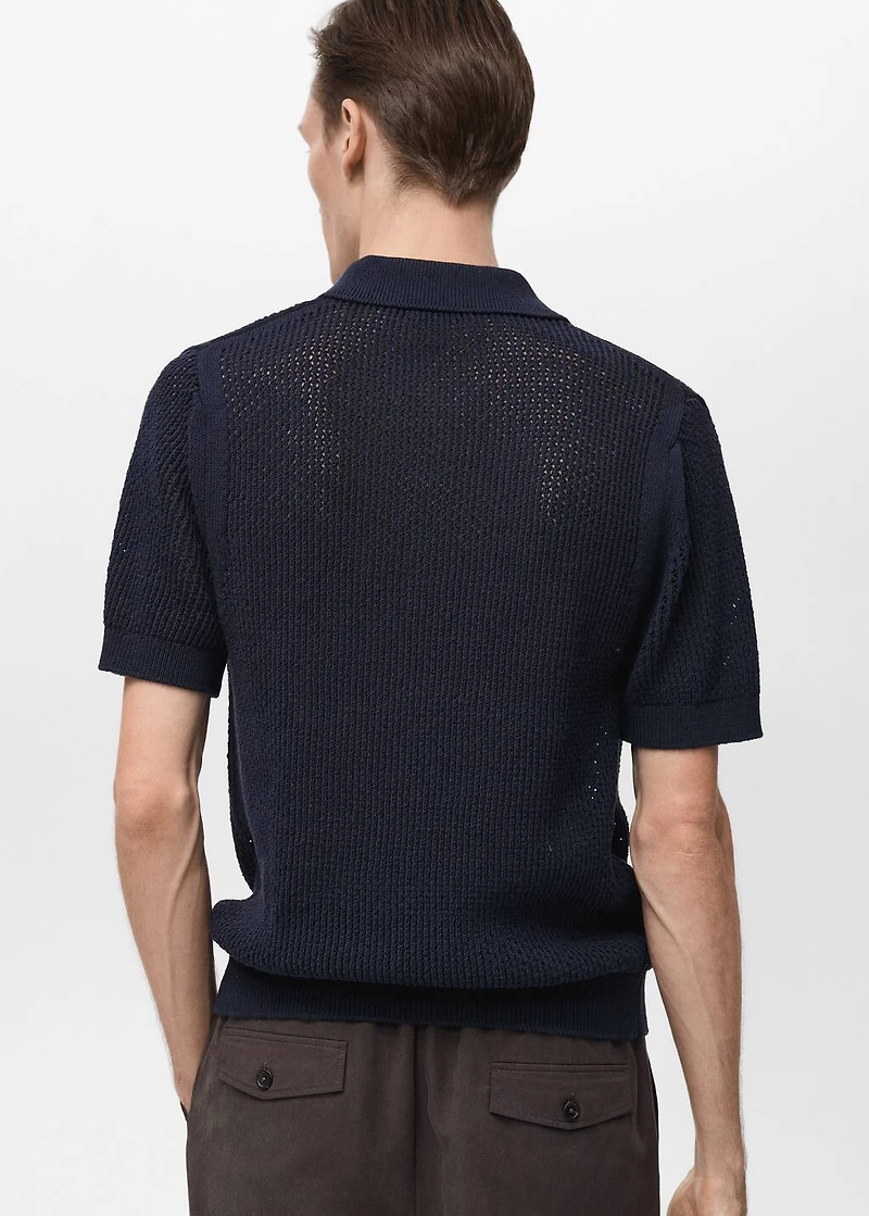 Openwork knitted cotton shirt