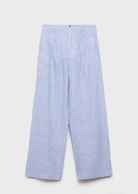 Striped linen-blend pants