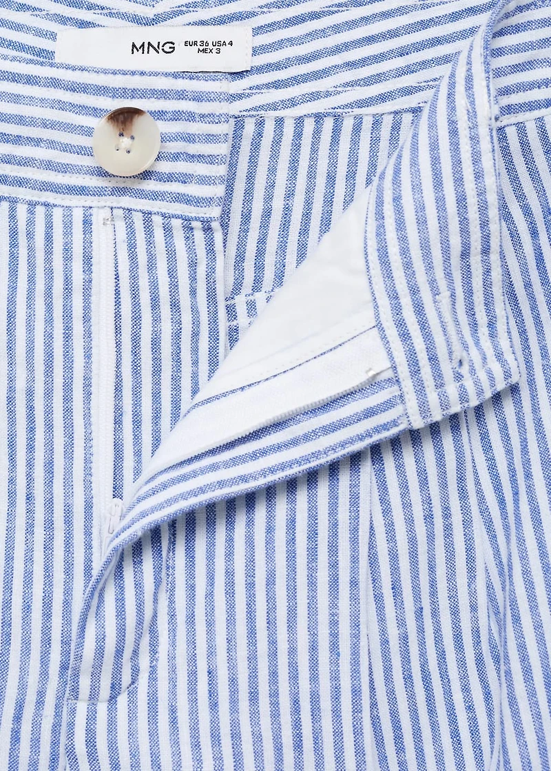 Striped linen-blend pants