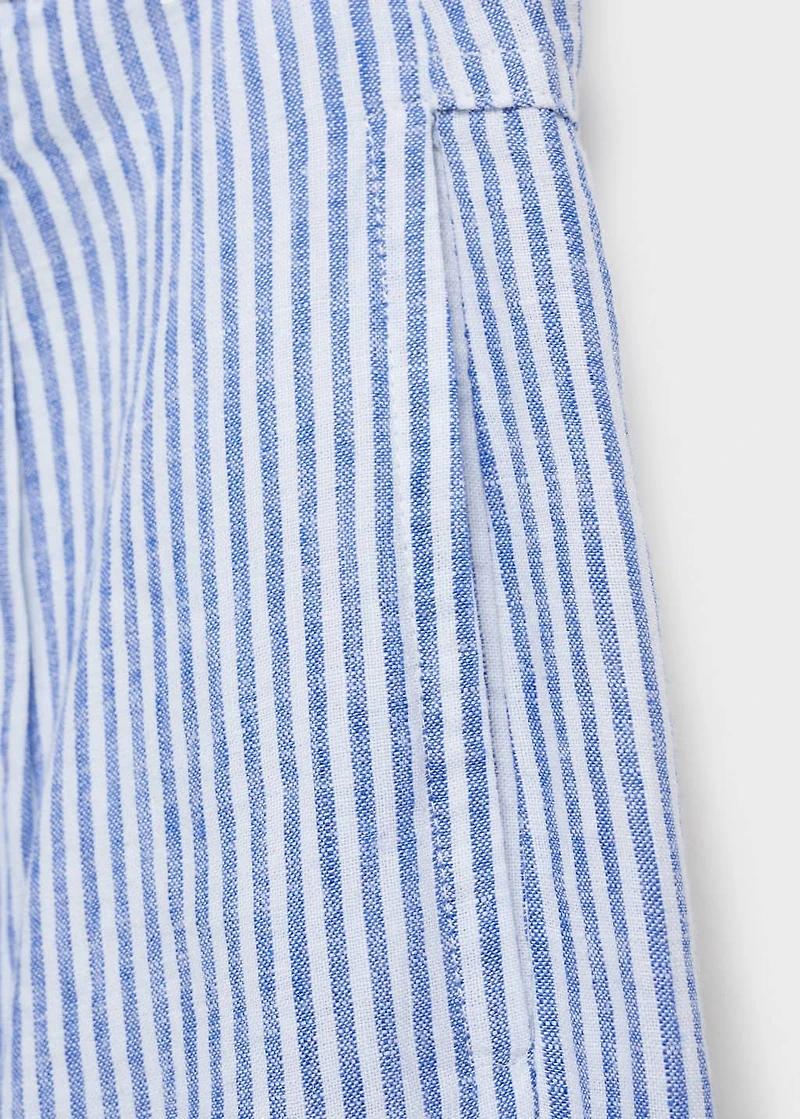 Striped linen-blend pants