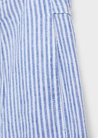 Striped linen-blend pants