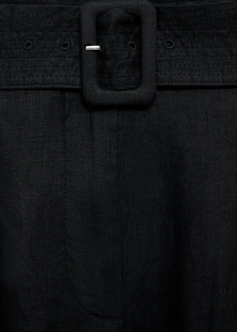Belt linen-blend Bermuda shorts