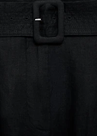 Belt linen-blend Bermuda shorts
