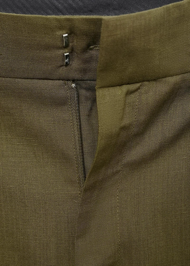 Linen-blend pleated pants