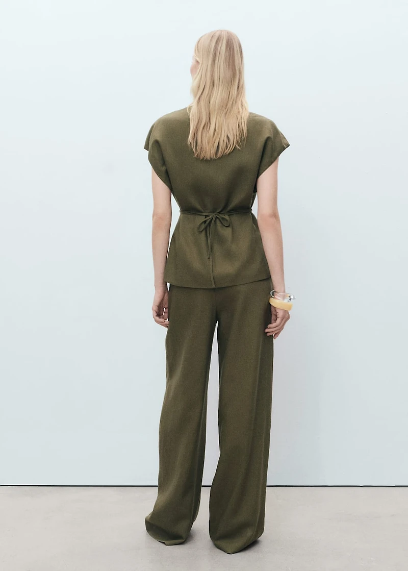 Linen-blend pleated pants