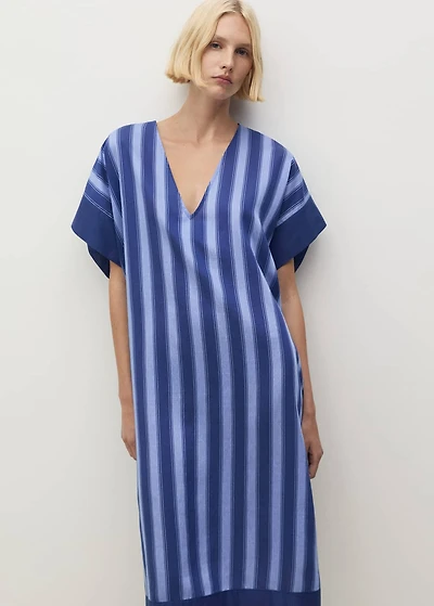 Lyocell two-tone caftan with woven stripe