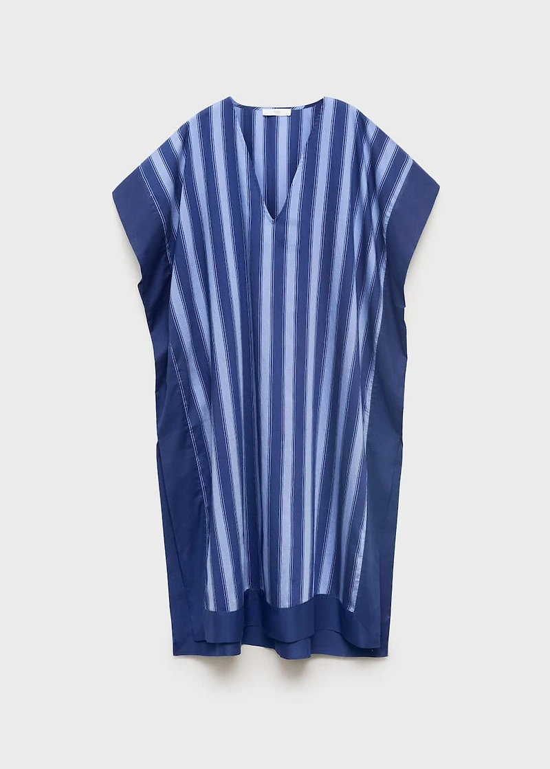 Lyocell two-tone caftan with woven stripe
