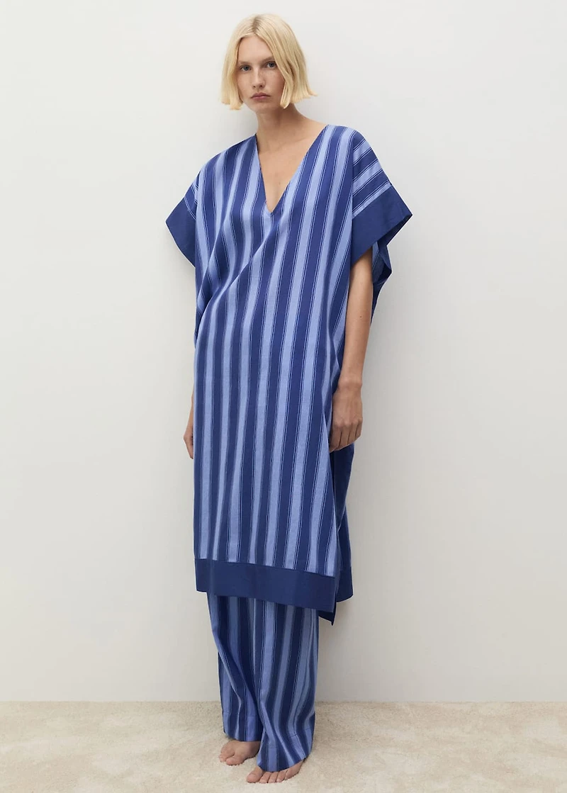 Lyocell two-tone caftan with woven stripe