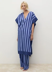 Lyocell two-tone caftan with woven stripe