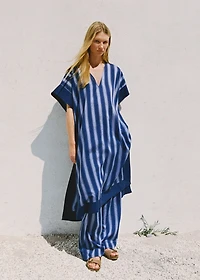 Lyocell two-tone caftan with woven stripe