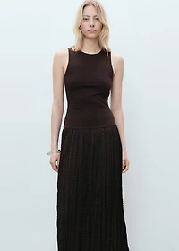 Combined-fabric long dress