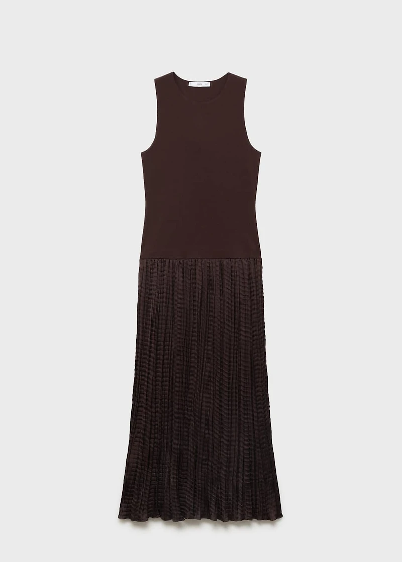 Combined-fabric long dress