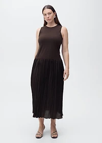 Combined-fabric long dress