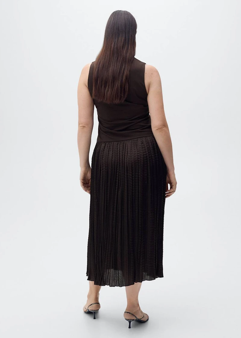 Combined-fabric long dress