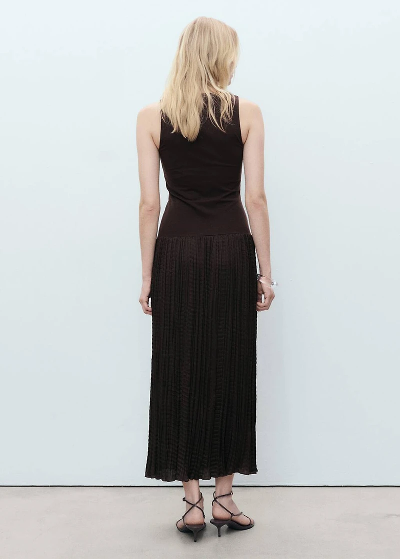 Combined-fabric long dress