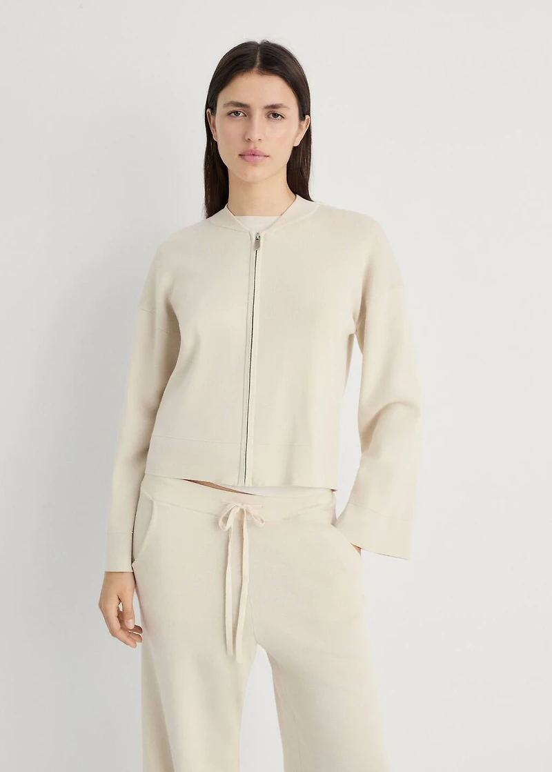 Rib-knit jacket with zipper