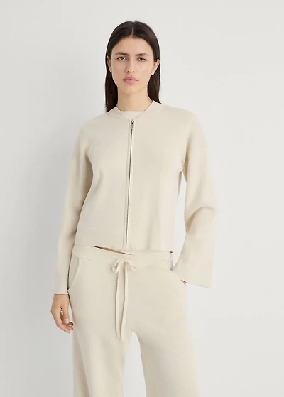 Rib-knit jacket with zipper